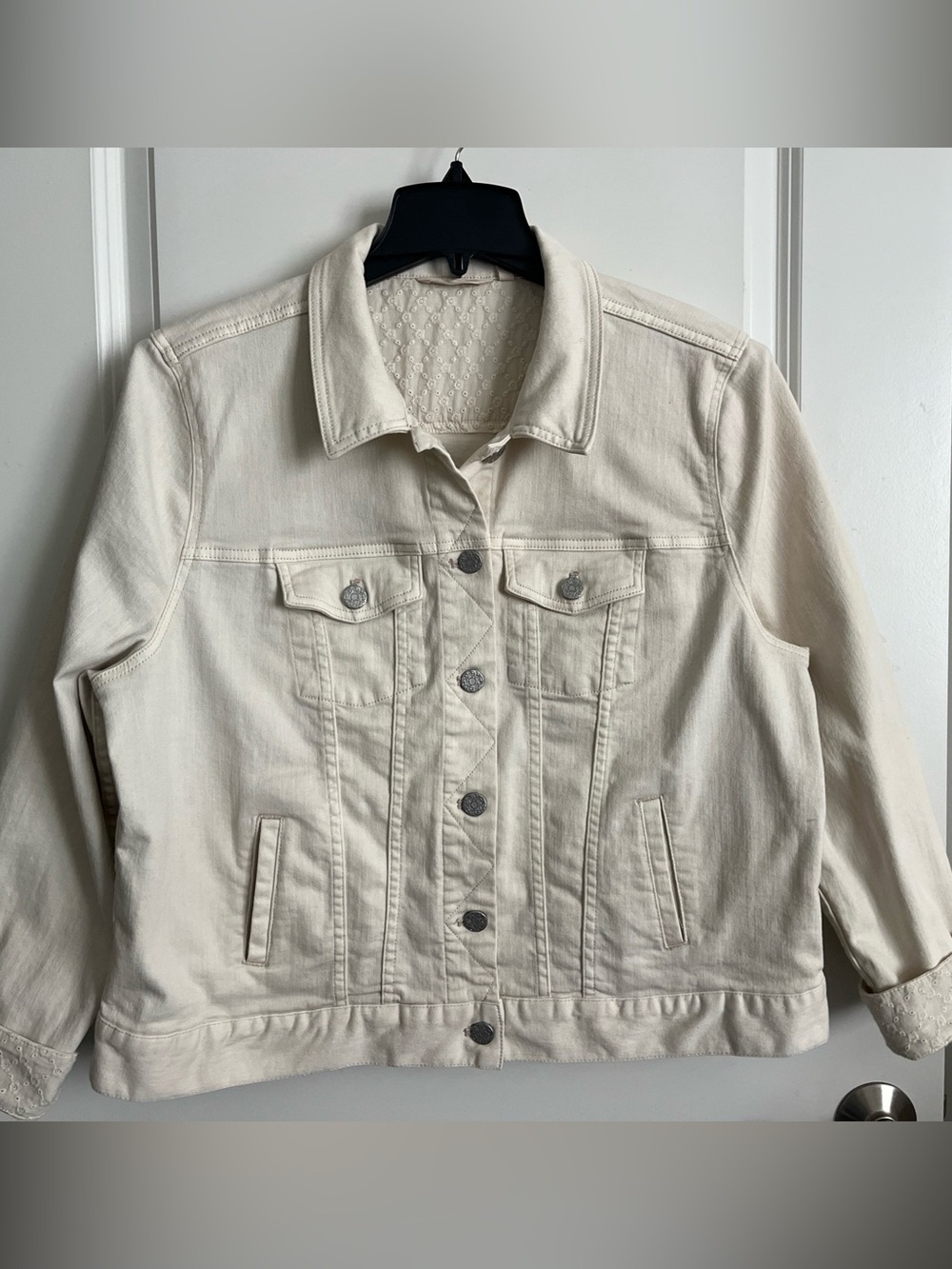 Soft Surroundings Cream Denim Jean Jacket EUC